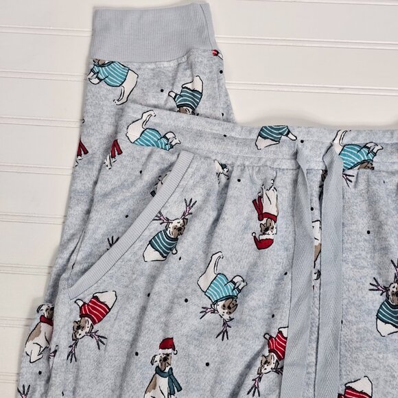 Jaclyn Grey Holiday Puppy Print Cloud Soft Pajama Pants Women's Size L NWT - Picture 3 of 11